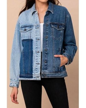 Hidden Jeans Patch Oversized Denim Jacket - Blue
