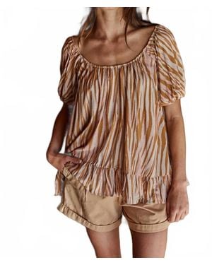 By Together Animal Print Square Neck Ruffle Top - Brown