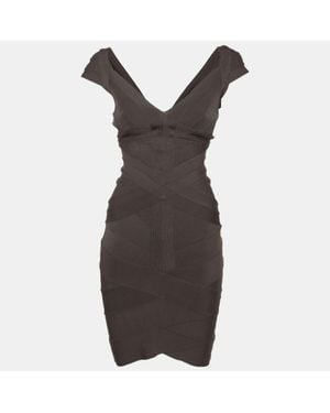 Hervé Léger Stretch Knit Bandage Mini Dress - Brown