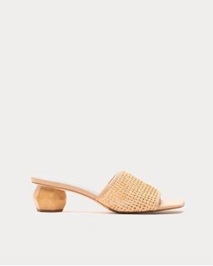Frances Valentine Raffia Mesh Slide Heel Sandal - Natural