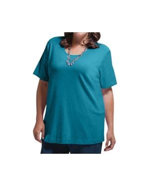 On The Plus Side Solid Short Sleeve U-Neck Tee - Blue