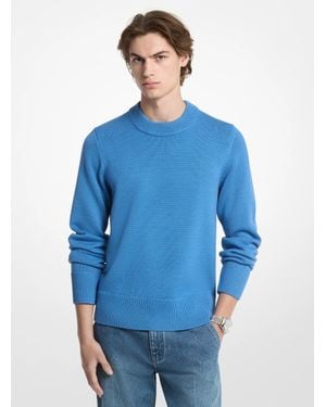 Michael Kors Ribbed Wool Crewneck Sweater - Blue