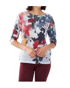 Fdj Drop Shoulder Three Quarter Sleeve Top - Red