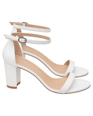 Stuart Weitzman Ankle Strap Sandal Heels - White