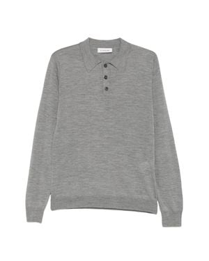 Lanvin Long-Sleeve Polo Shirt - Gray
