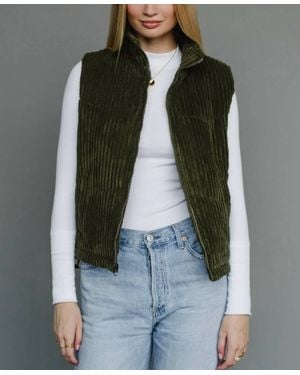 Panache Zipper Corduroy Vest - Green