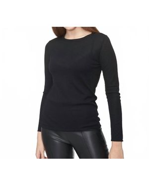 Kokun Solid Fitted Bamboo Crew Top - Black
