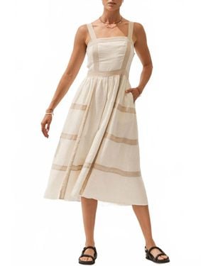 Julietta Fitted Bodice Midi Dress - Natural