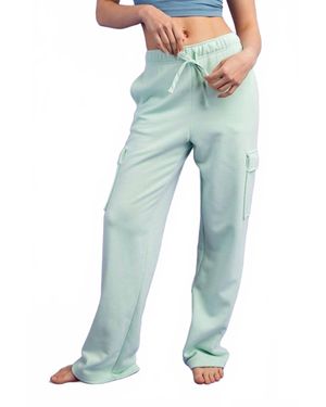 Rae Mode Straight French Terry Cargo Sweatpants - Blue