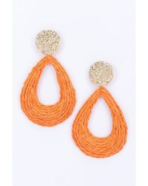 Fashnzfab Metal And Paper Earring - Orange