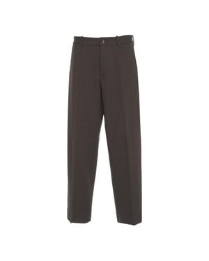 Nine:inthe:morning Tailored Pants With Pressed Pleats And Flap Pockets - Gray