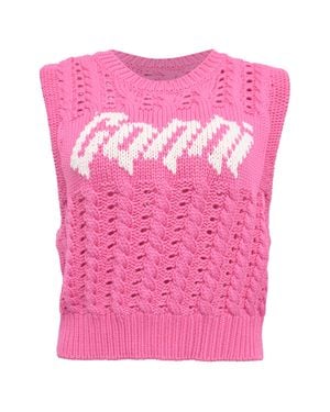 Ganni Logo Knitted Cropped Vest Sweater - Pink