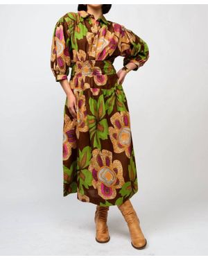 Uncle Frank Big Blooms Midi Dress - Yellow