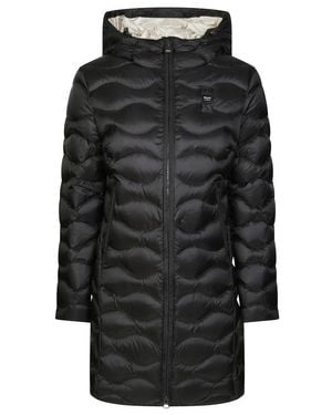 Blauer Lyne Long Quilted Hooded Jacket - Black