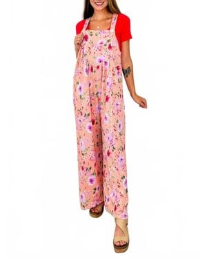 Blakeley Escape Into The Music Ribbed Overalls - Red