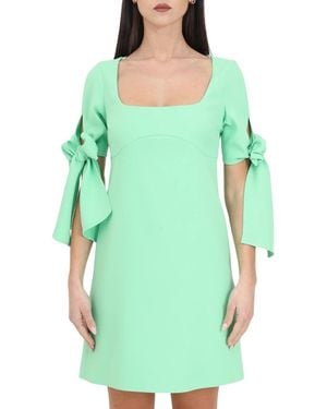 Pinko Square Neck Bow Sleeve Polyester Dress - Green