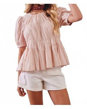 Listicle Rosalyn Embroidered Peplum Blouse - Pink