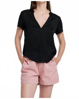 Another Love Lilo Mixed Media Short Sleeve Top - Black