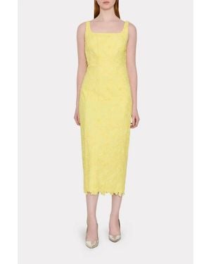 MILLY Izel Lace Midi Dress - Yellow