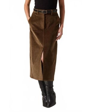 Astr Crush Pencil Skirt - Brown