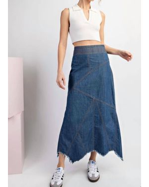 Eesome Mineral Washed A-Line Skirt - Blue