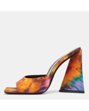 The Attico Canvas Block Heel Slide Sandals - Orange