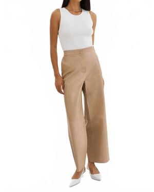 Lamarque Yaren Wide Leg Leather Pants - Natural