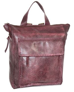 Nino Bossi Aviator Leather Backpack Purse - Purple