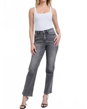 Judy Blue High Waist Rhinestone Straight Jean - Blue