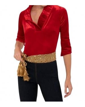 Gretchen Scott Ruffle Neck Top - Red