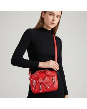 Fashnzfab Studded Faux Leather Jacket Designed Crossbody Bag - Black
