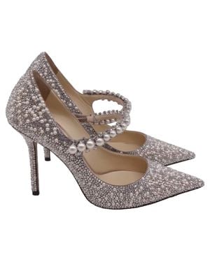Jimmy Choo Baily 100 Crystal And Pearl Embellishmed Pumps - Gray