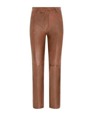 Infinity Leather Tan Lamb Leather 501 Biker Jeans - Brown