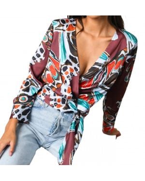 Hutch Copper Butterfly Satin Top - Blue