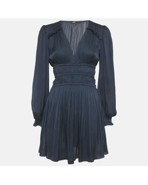 Maje Satin Ruffled Mini Dress - Blue