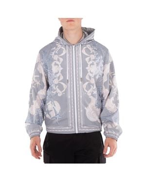 Versace Barocco Sea Hooded Windbreaker Jacket - Gray