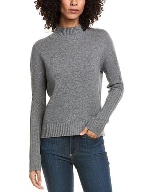 InCashmere Mock Sleeve Stitch Wool & Cashmere-Blend Sweater - Gray
