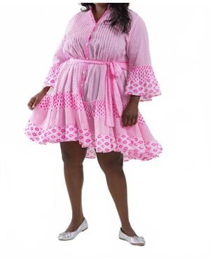 PEP'S CANNES Short Net Print Mini Dress - Pink