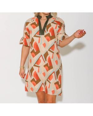 Thml Print Short Sleeve Mini Dress - Orange
