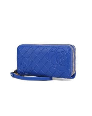 MKF Collection by Mia K Eve Genuine Leather Croc Wristlet Wallet By Mia K - Blue