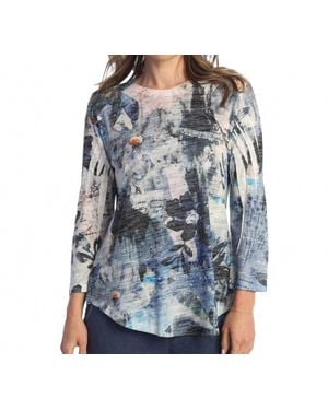 Jess & Jane Carolina Burnout Rounded Hem Top - Blue