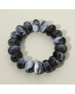 Fashnzfab Chunky Rondelle Beaded Stretch Bracelet - Gray