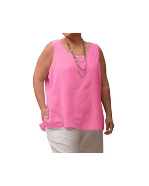 On The Plus Side Crinkle Cotton Sleeveless Top - Pink