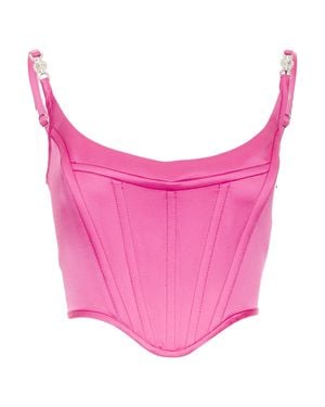 Versace New Medusa '95 Satin Waterlilly Fuschia Boned Corset Top It36 Xxs - Pink