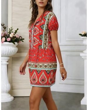 TRUEDAMES Summer Plus Size Casual Printed Romper - Red