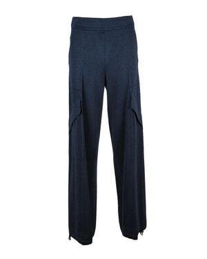 Circus Hotel Lurex Viscose-Blend Wide-Leg Track Pants - Blue