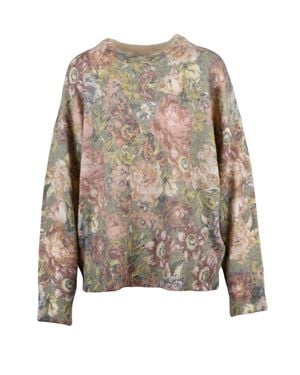 Liu Jo Multicolored Textured Knit Crewneck Pullover - Gray