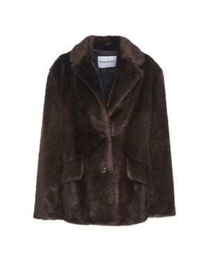 Stand Studio Rich Faux Fur Jacket With Classic Collar - Black