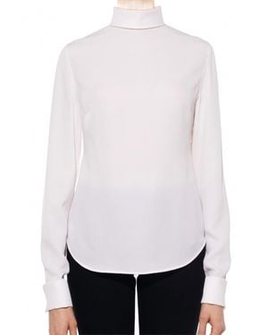 Giambattista Valli Crepe High Neck Blouse - White