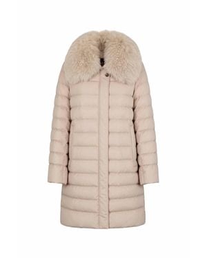 Moorer Fur Collar Mid Length Down Coat - Natural